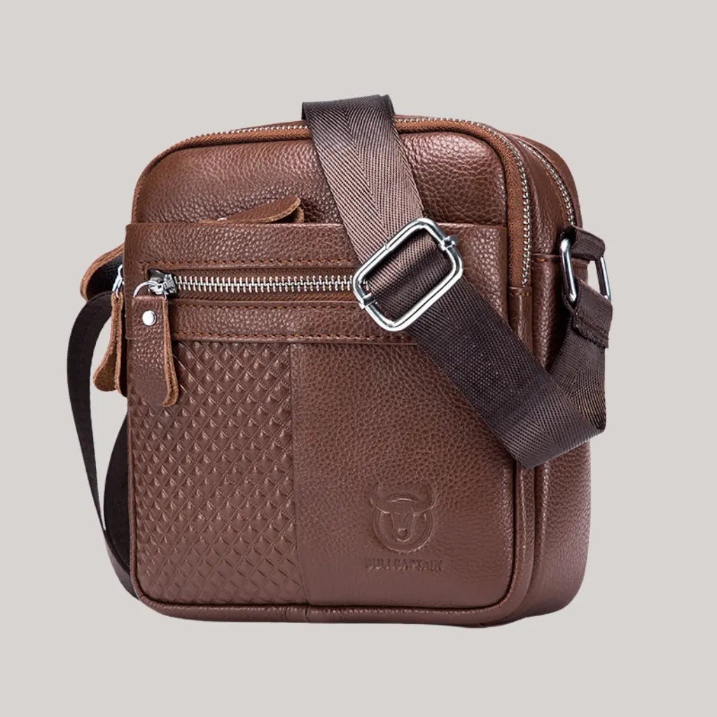 Shoulder Bag Masculina em Couro Texturizado Bullcaptain | Lugano