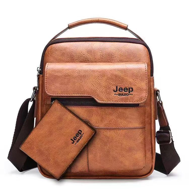 Bolsa Masculina de Couro Transversal Jeep Buluo -  1 Carteira GRÁTIS